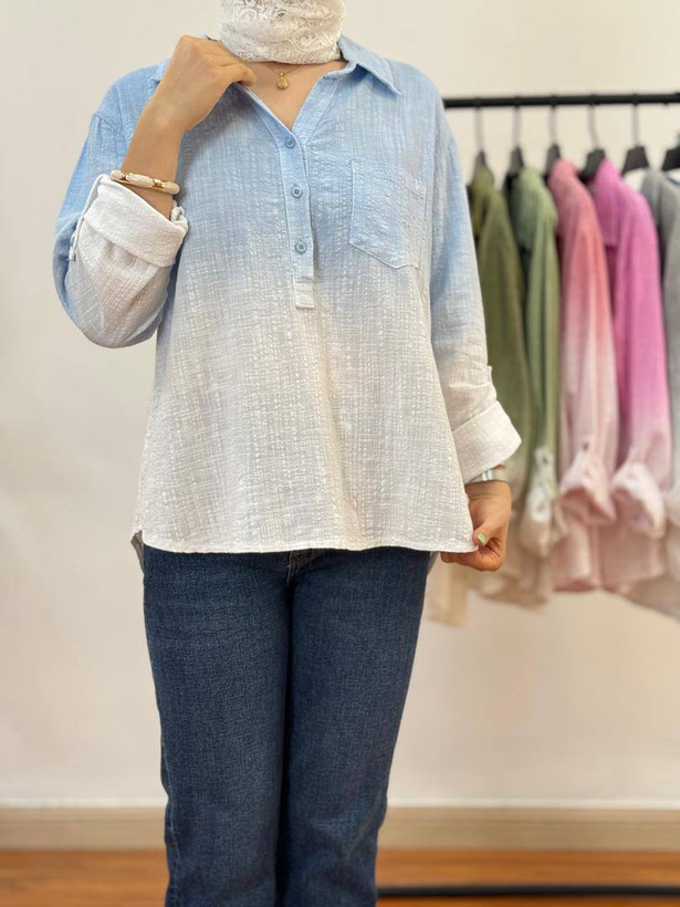 شومیز آمبره لینن ایتالیایی کار ترک