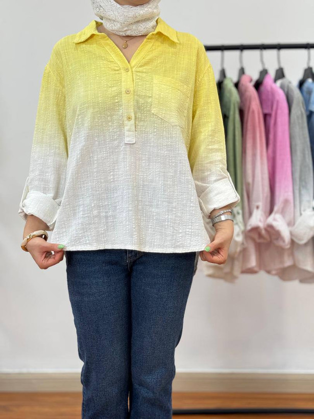 شومیز آمبره لینن ایتالیایی کار ترک