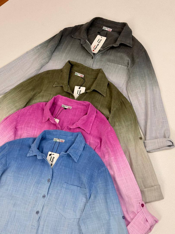 شومیز آمبره لینن ایتالیایی کار ترک