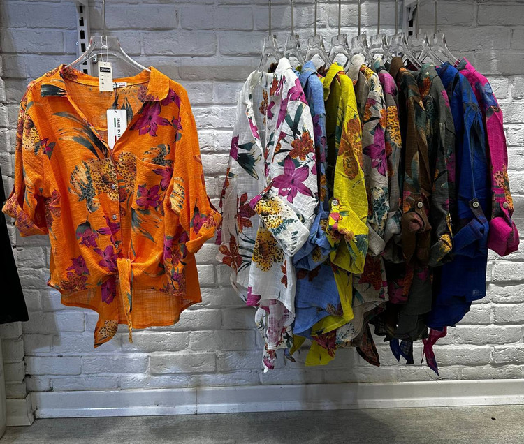 شومیز زنانه گرهای لینن ایتالیایی فریسایز تا ۴۸