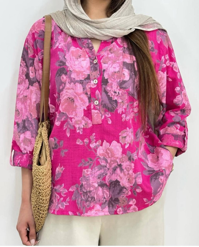 شومیز زنانه لینن ایتالیایی فریسایز تا ۴۸